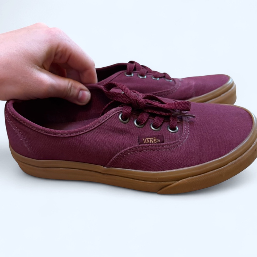 Vans Burgundy Canvas Low-Top Sneakers with Gum Sole